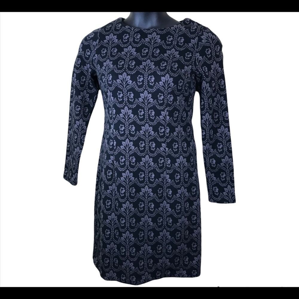ANTHRO - BODEN Black/Brown Long Sleeve Floral Print Sheath Dress Sz 8